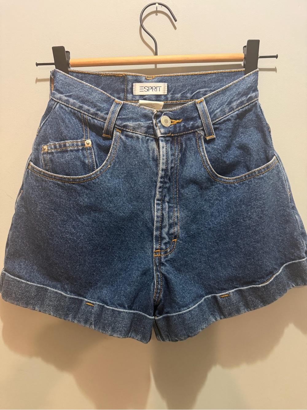 Esprit Classic High-Rise Denim Shorts in Dark Blue Wash